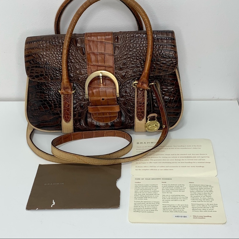 - Brahmin Tricolor Croc Satchel - Picture 12 of 15